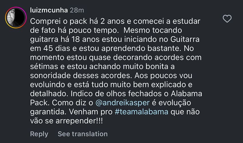 Depoimento real de aluno, print 9