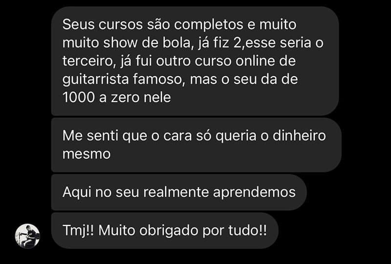 Depoimento real de aluno, print 12